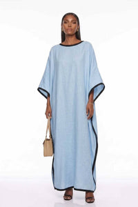 Falaphy Contrast Trim Batwing Loose Maxi Kaftan Dress