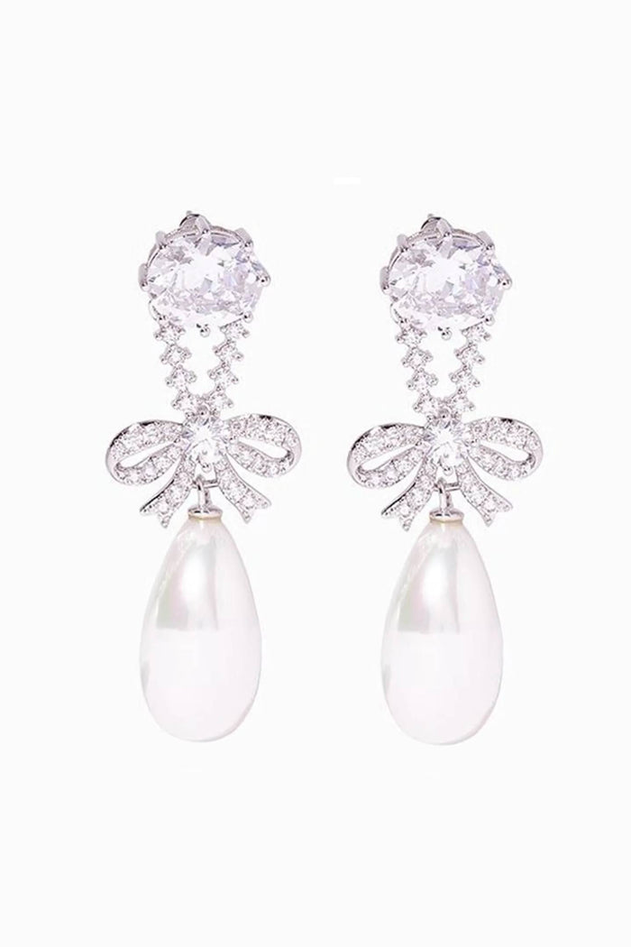 Rodeniro Bow Drop Pearl Earrings