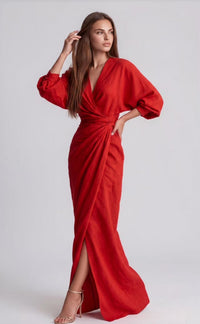 The Lequvo Elegant Wrap Maxi Dress in Six Color