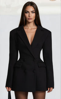 Ronja Black Double Breasted Blazer Mini Dress