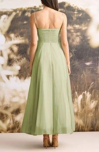 Piroska Ruffled Shirred Tulle Maxi Dress