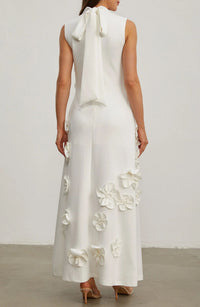 Romane Sleeveless Maxi Dress with Faux Flower & Bow-Tie Embellishment