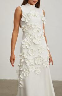 Romane Sleeveless Maxi Dress with Faux Flower & Bow-Tie Embellishment