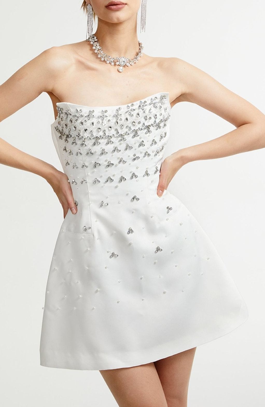 Torhild white embellished mini dress
