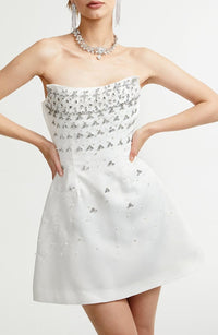 Torhild white embellished mini dress