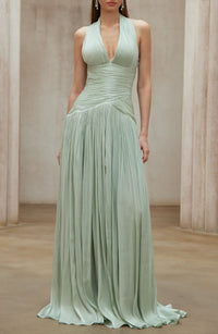 Kolusina Mint Green Gathered Maxi Dress