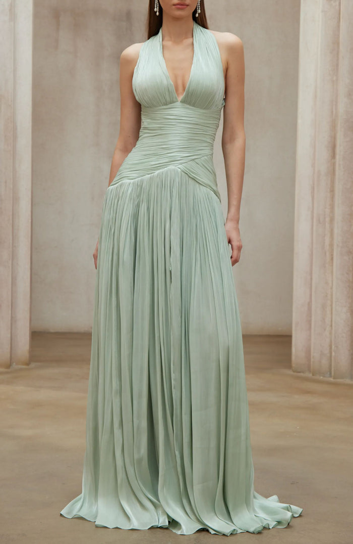 Kolusina Mint Green Gathered Maxi Dress
