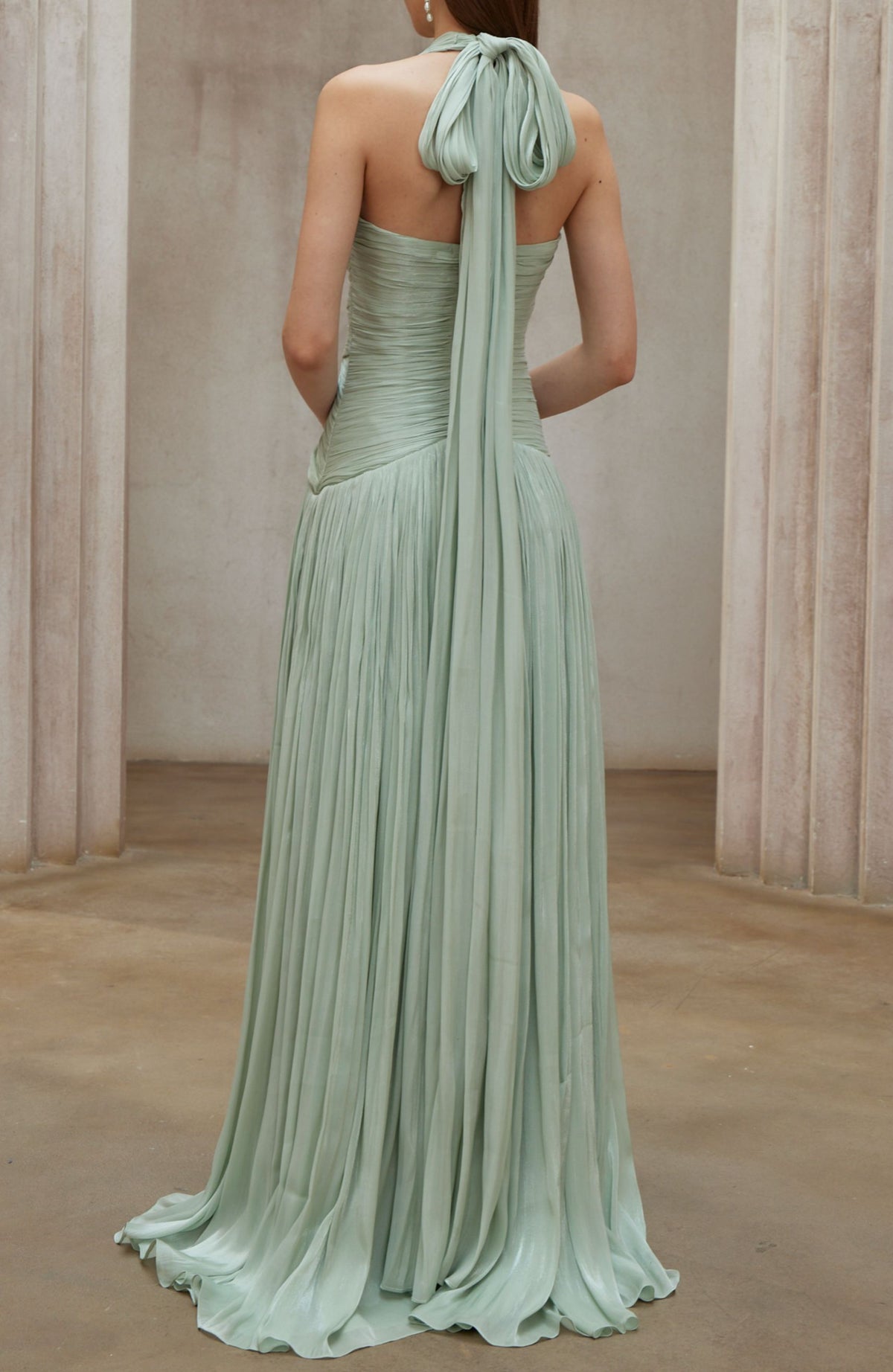 Kolusina Mint Green Gathered Maxi Dress