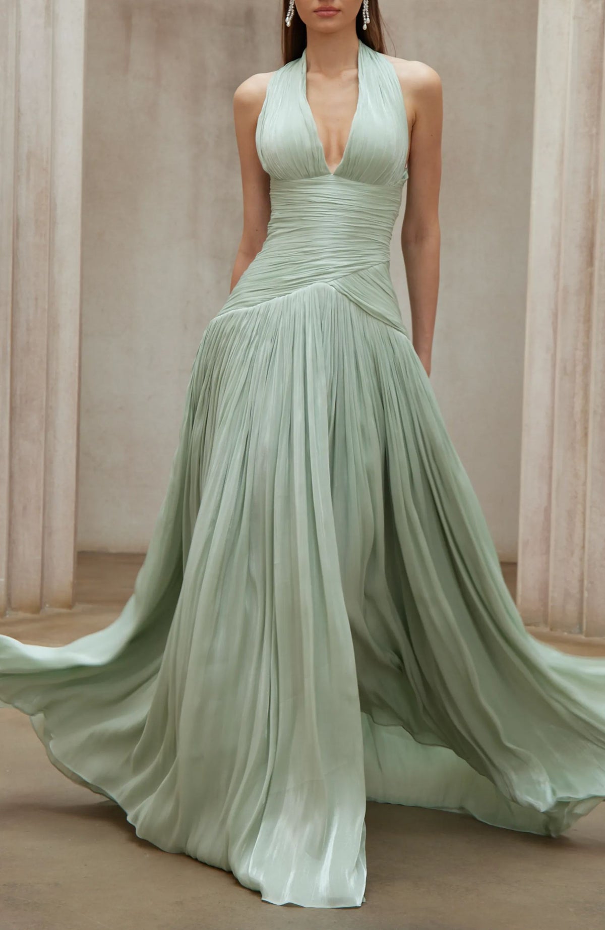 Kolusina Mint Green Gathered Maxi Dress