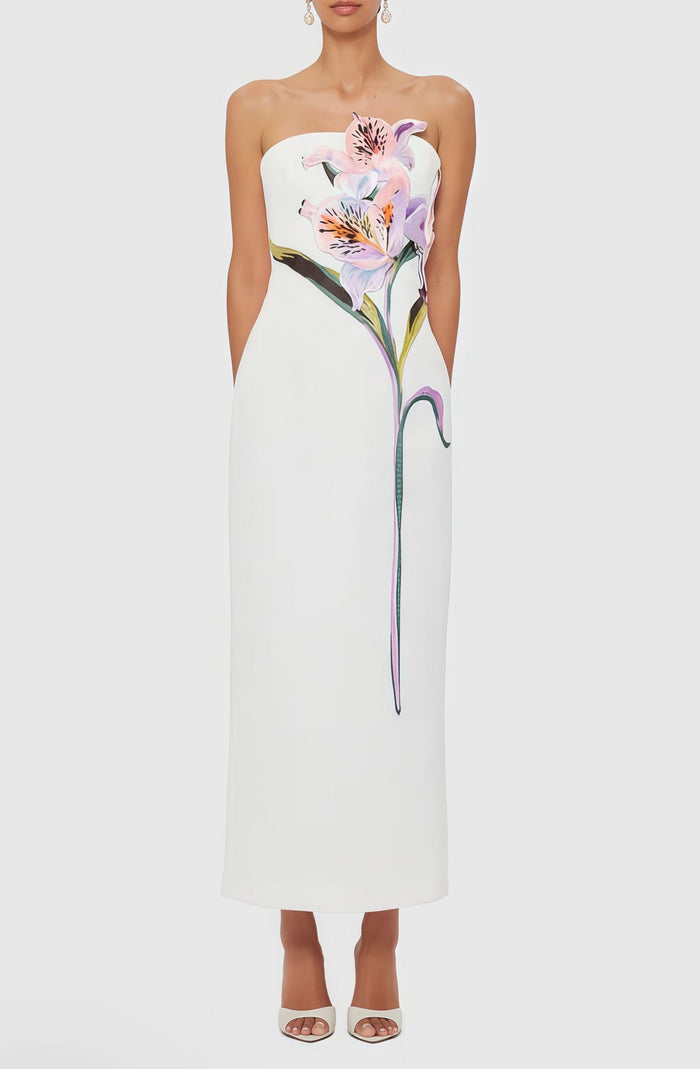 Zoé White Floral Embroidered Maxi Dress