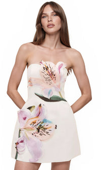 Paulette White Floral Embroidered Mini Dress