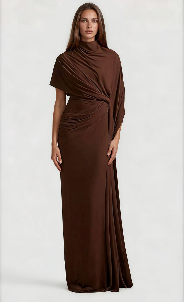 Andrea Asymmetrical Draped Cape & Dress Matching Set in White