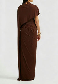 Andrea Asymmetrical Draped Cape & Dress Matching Set