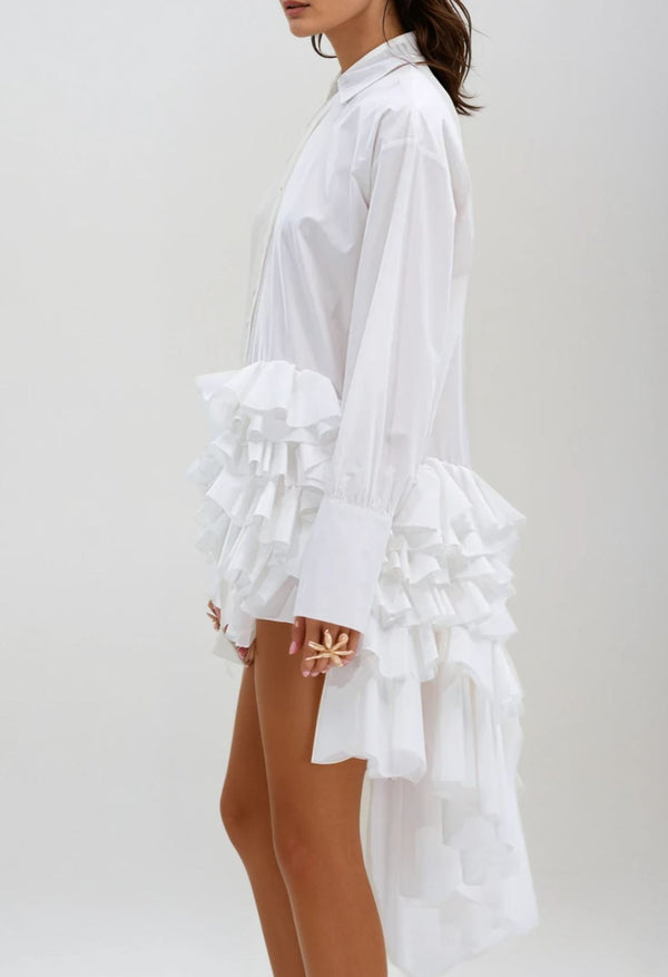 Davis Ruffle Mini Shirt Dress