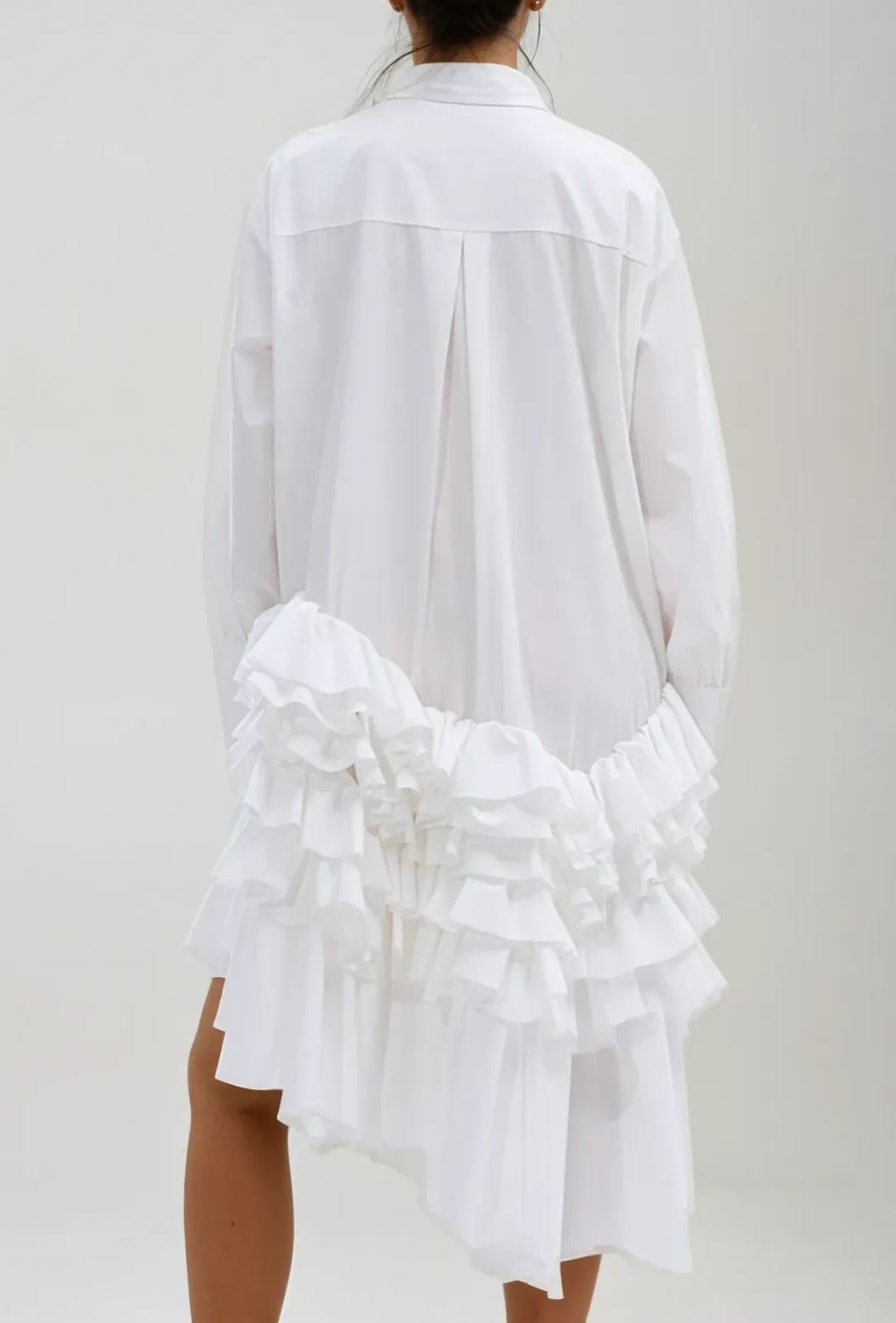 Davis Ruffle Mini Shirt Dress
