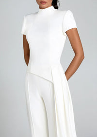 Damon Deconstruct Fringe Pants Set In White