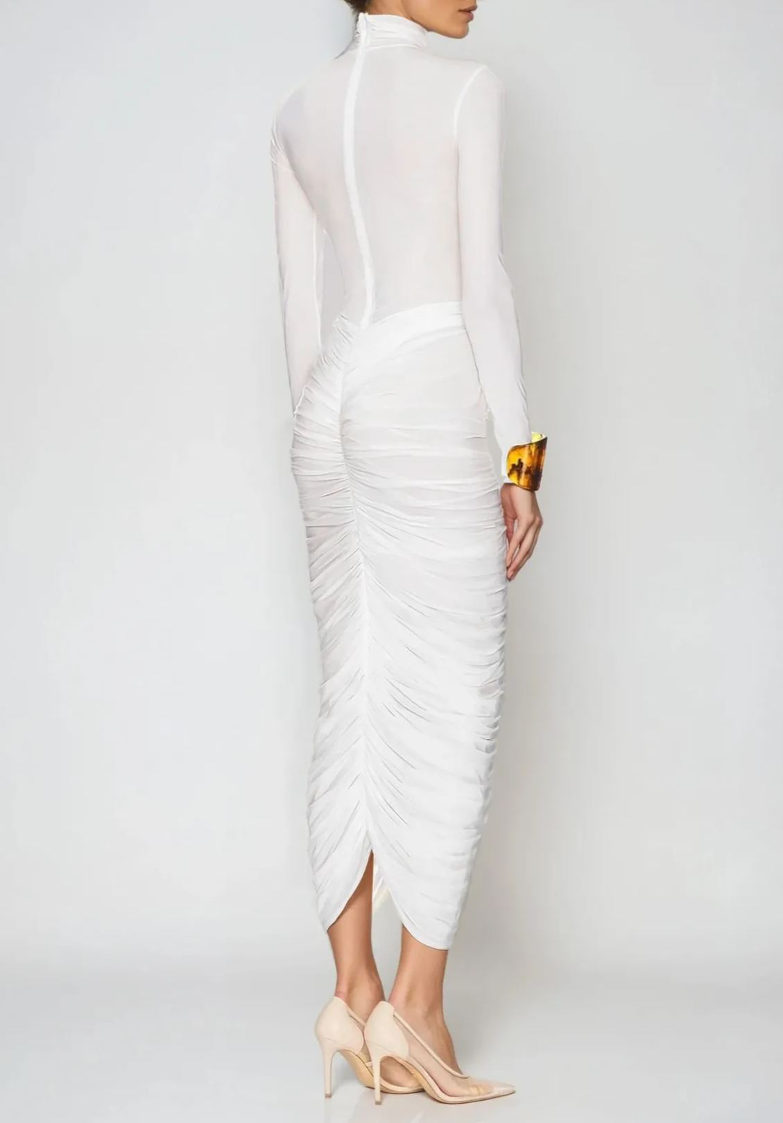 Wace High Neck Ruch Midi Dress