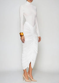 Wace High Neck Ruch Midi Dress