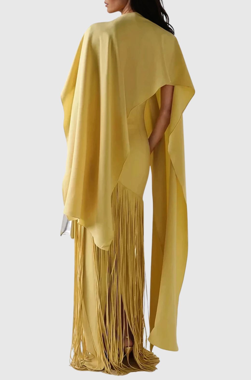 December Fringe Shawl Maxi Dress