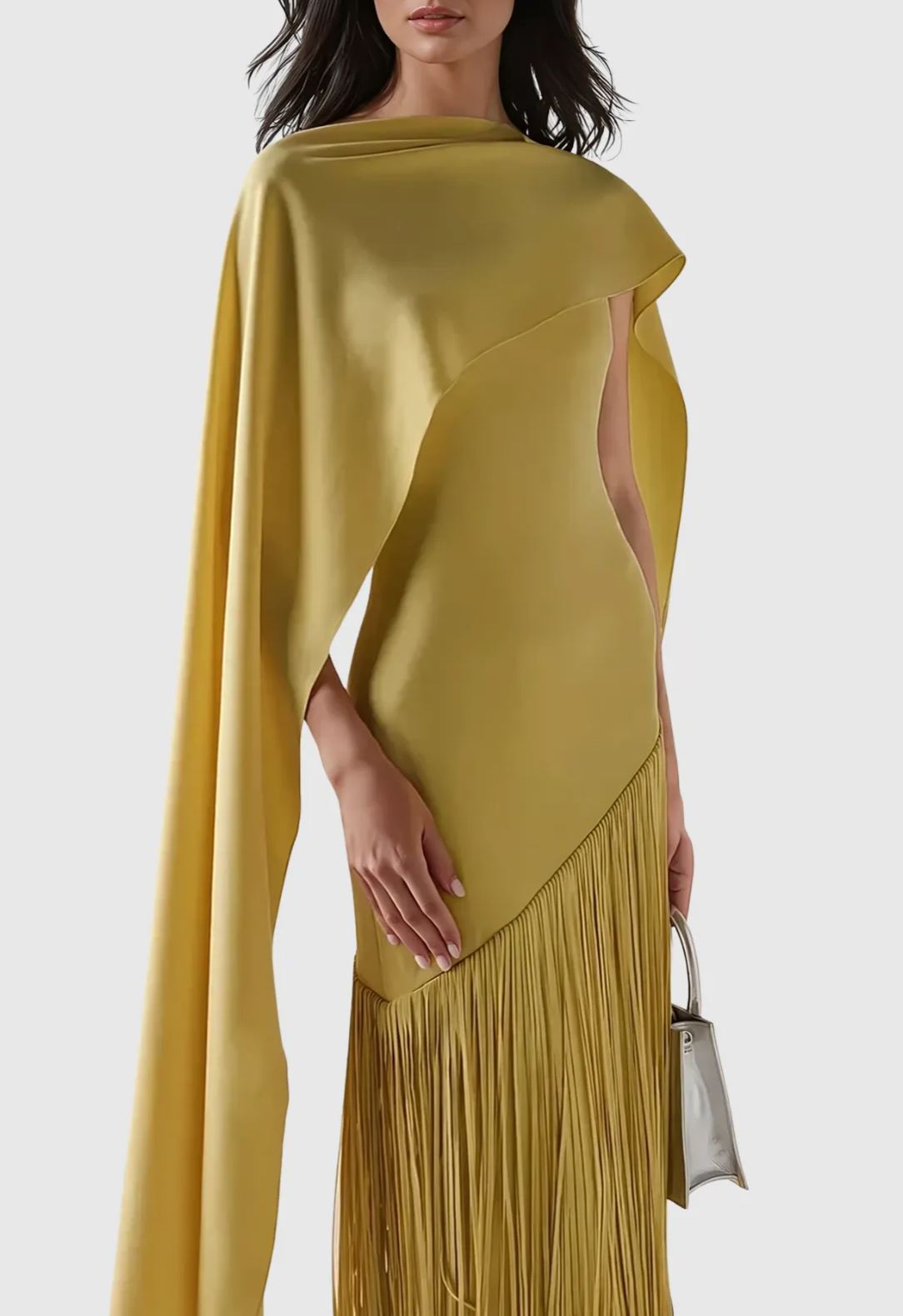 December Fringe Shawl Maxi Dress