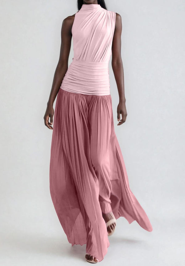 Rophugo Asymmetric Ruch  Maxi Dress