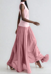 Rophugo Asymmetric Ruch  Maxi Dress