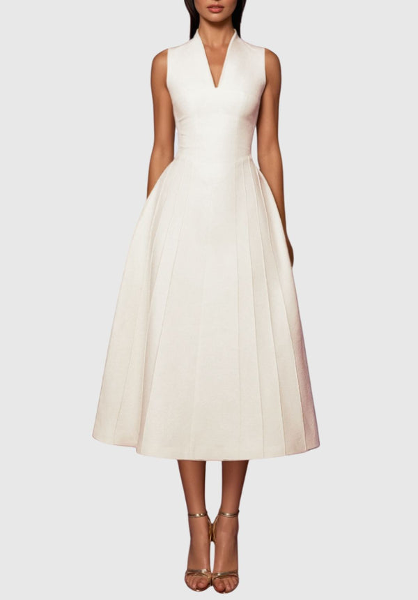 Bess Shawl Ruffle Midi Dress