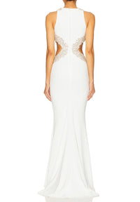 Yolita Sleeveless Cutout Crystal Maxi Dress In White