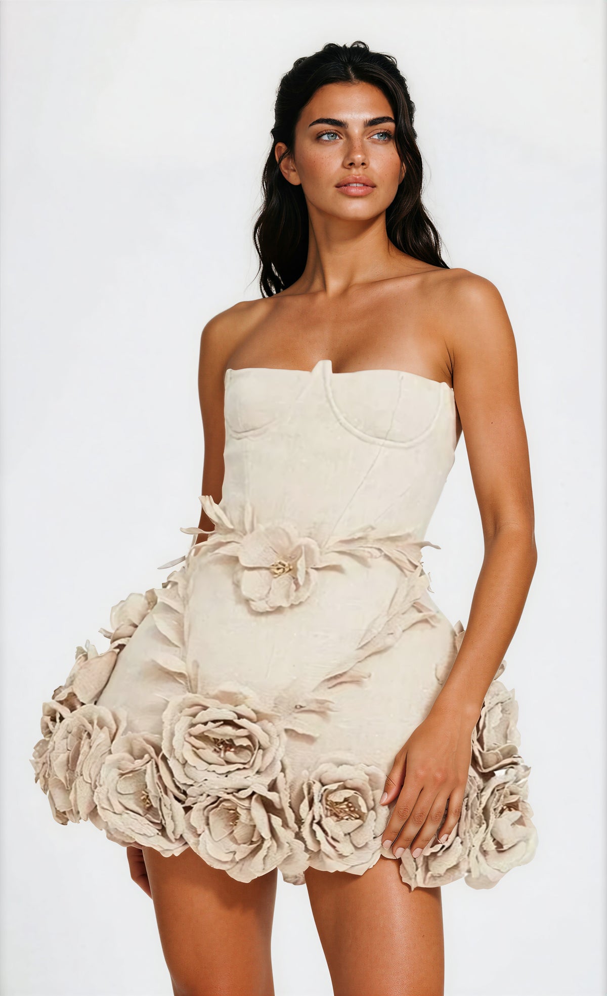 Lenticor Corset Flower Off-Shoulder Mini Dress