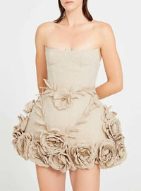 Lenticor Corset Flower Off-Shoulder Mini Dress