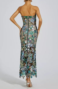 Cindara Flower Embroidered Sequin Dress