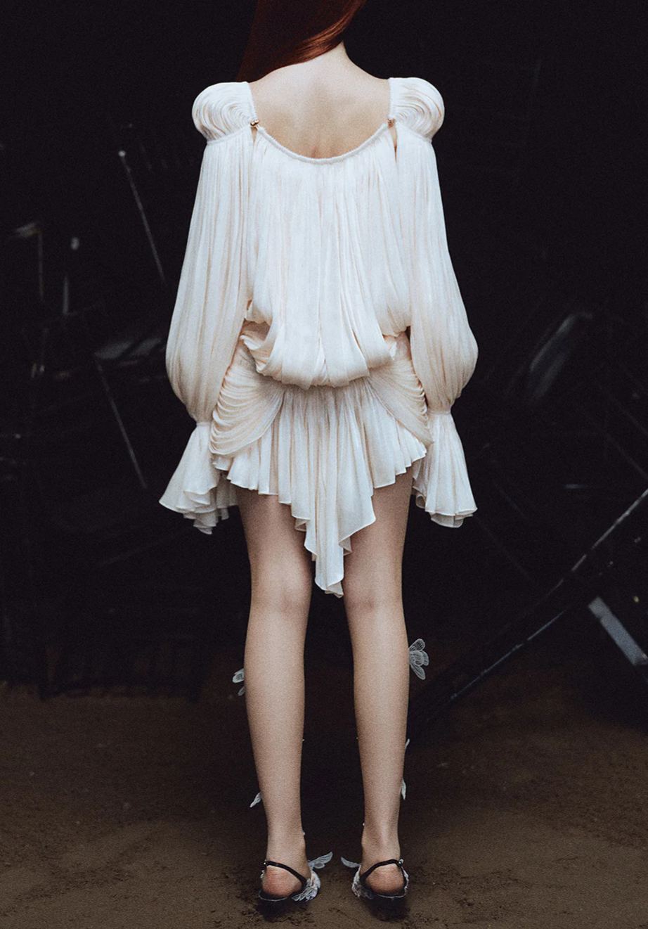 Mumbpo Blouson Draped Mini Dress