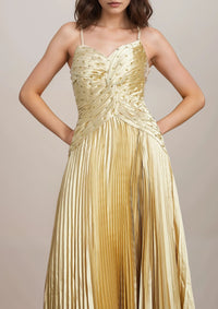 Dainius Spaghetti Twisted Pleated Maxi Dress