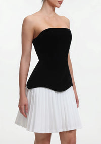 Védís Color Block Velvet Bodice Mini Dress