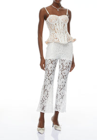Adèle White Floral Lace Top & Trousers Set