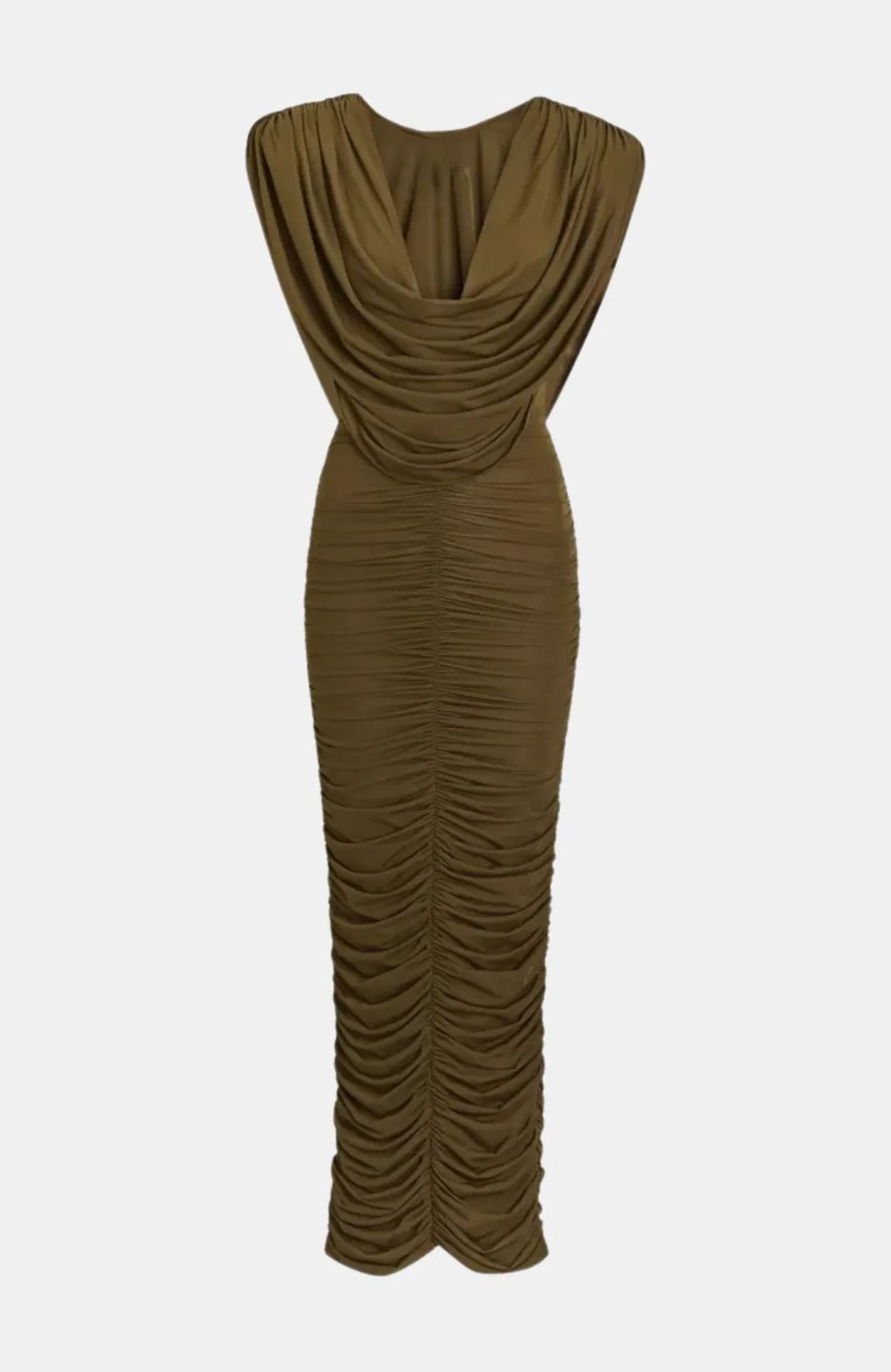 Graillot Cowl-neck Ruched Maxi Dress