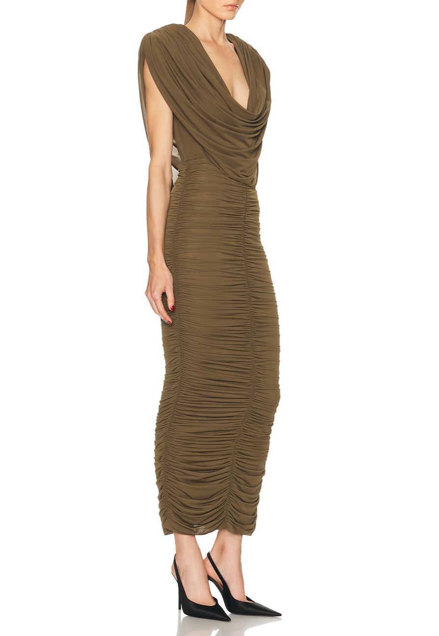Graillot Cowl-neck Ruched Maxi Dress