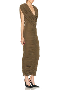 Graillot Cowl-neck Ruched Maxi Dress