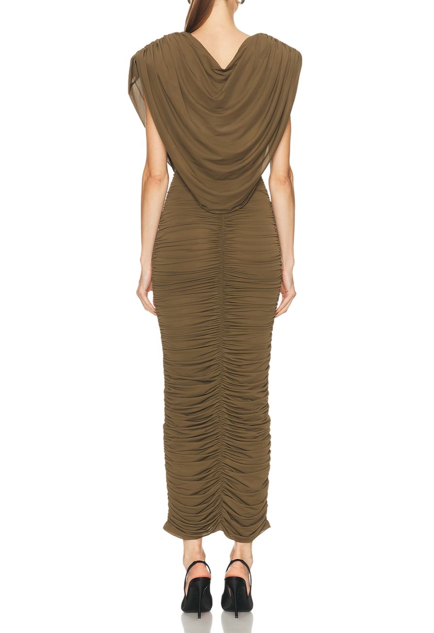 Graillot Cowl-neck Ruched Maxi Dress