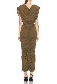 Graillot Cowl-neck Ruched Maxi Dress