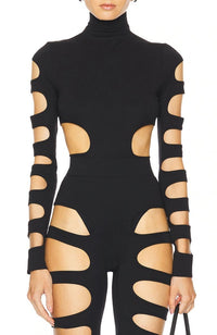 Caelia Long Sleeve Cutout Pants Set