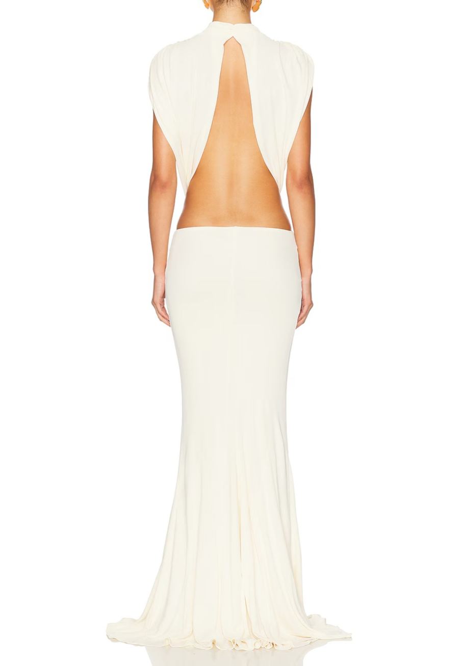 Inina Bow Cutout Backless Maxi Dress - White