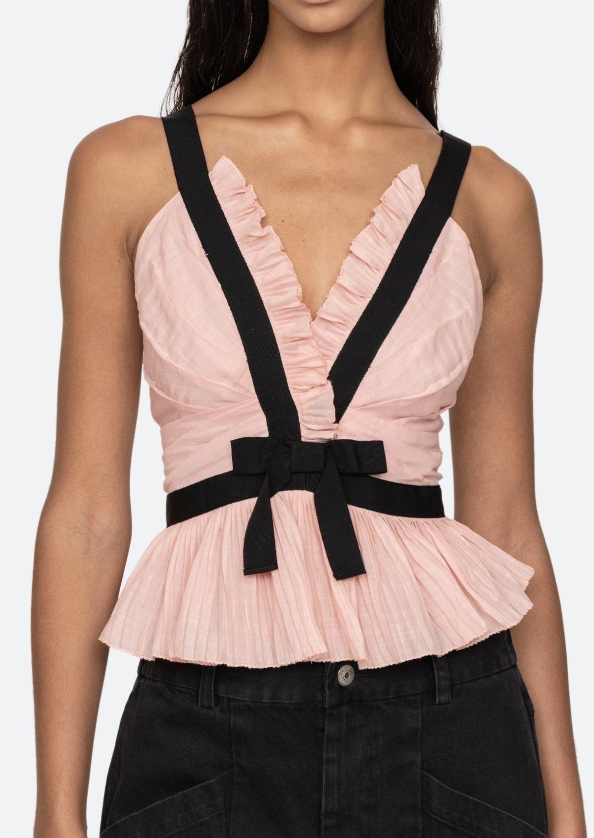 Fearghal V-Neck Bow Top In Pink