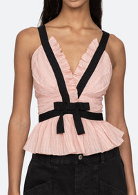 Fearghal V-Neck Bow Top In Pink