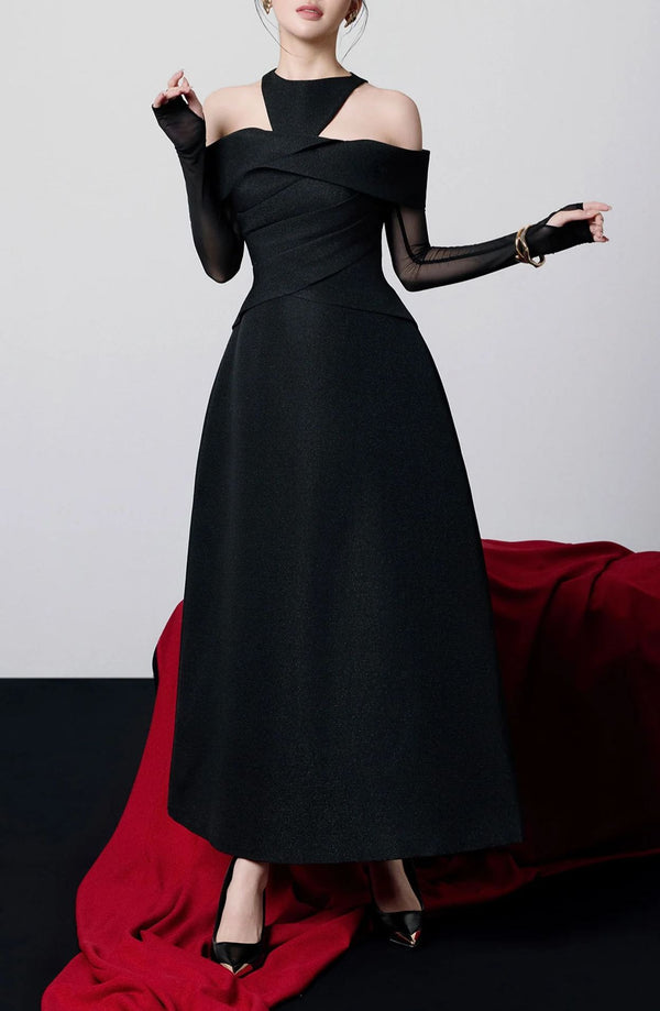Farderos Cutout Mesh Maxi Dress