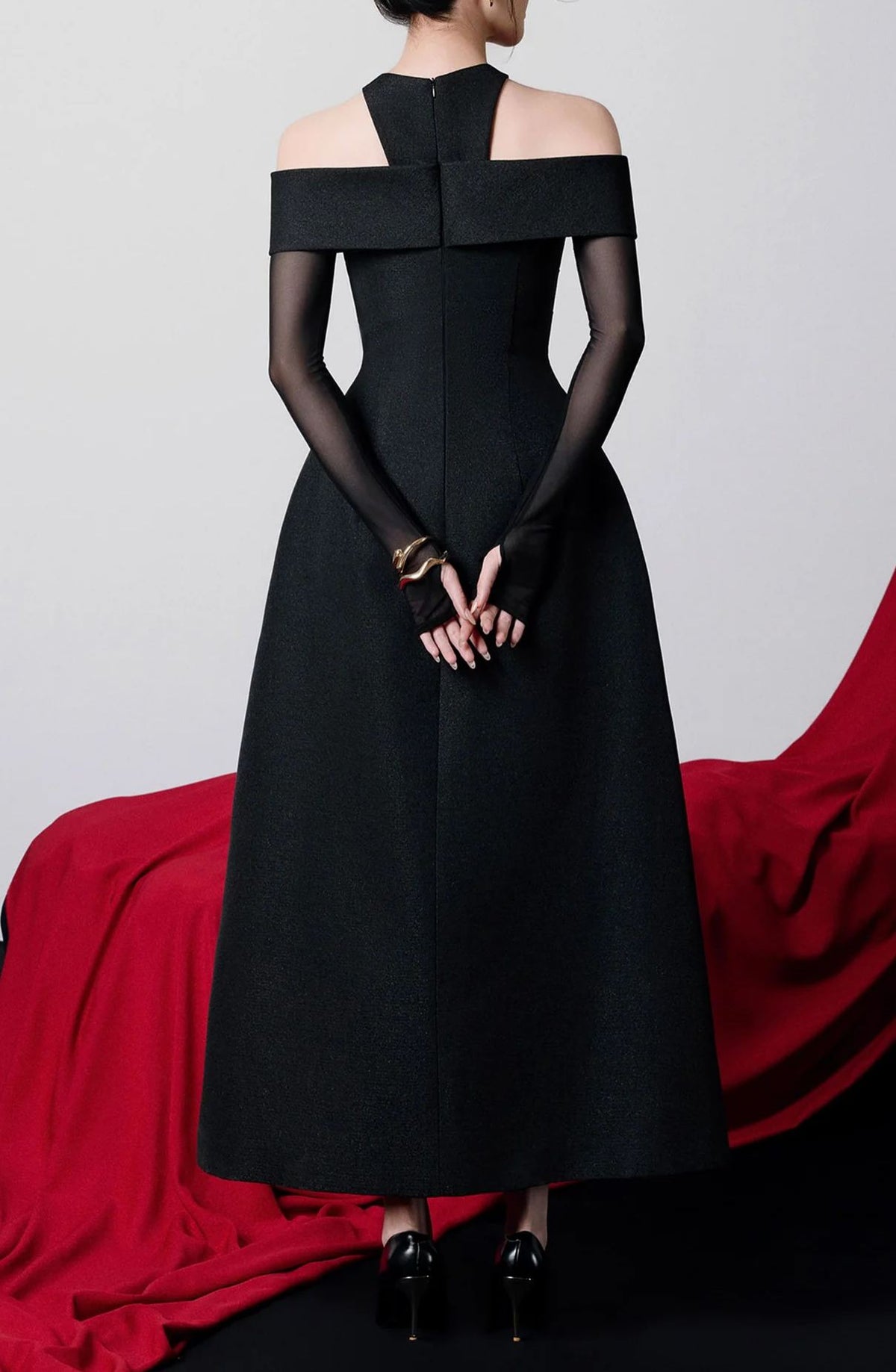 Farderos Cutout Mesh Maxi Dress