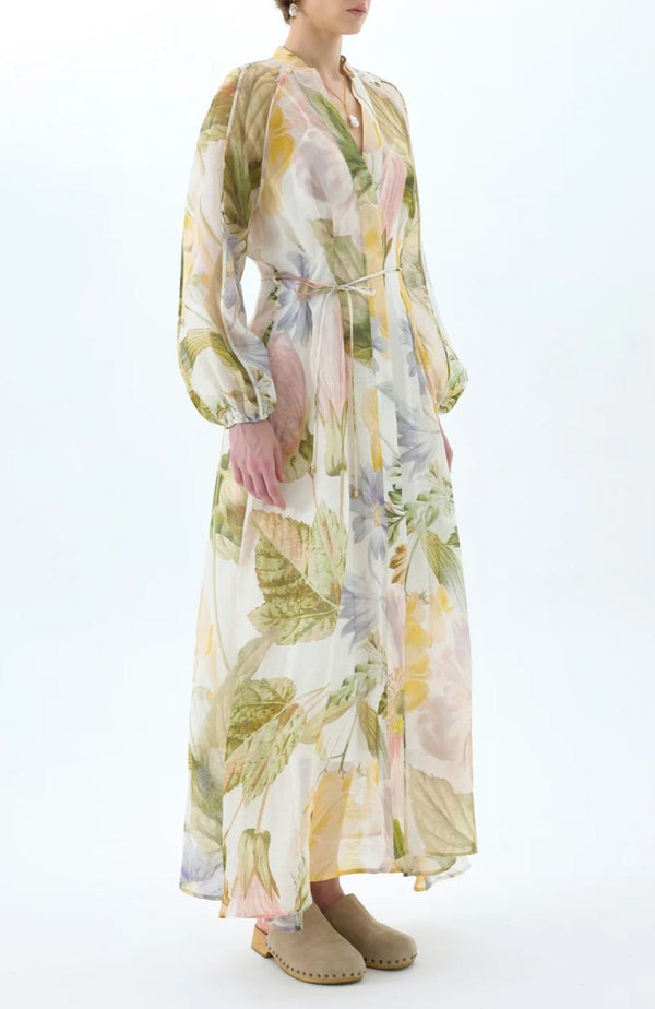 Fester Balloon Sleeve Floral Maxi Dress
