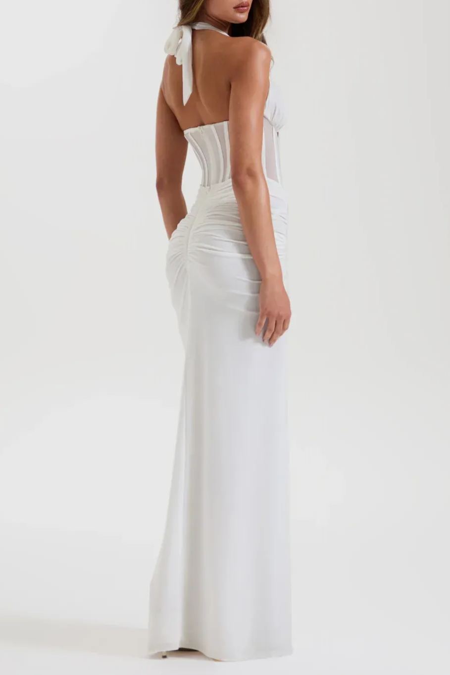 Fagelonio Halter Neck Corset Maxi Dress
