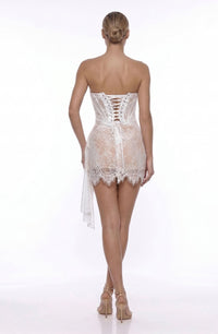Nexirae Strapless Lace Dress In White