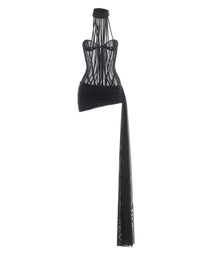 Dzenita Halter Neck Corset Mesh Mini Dress